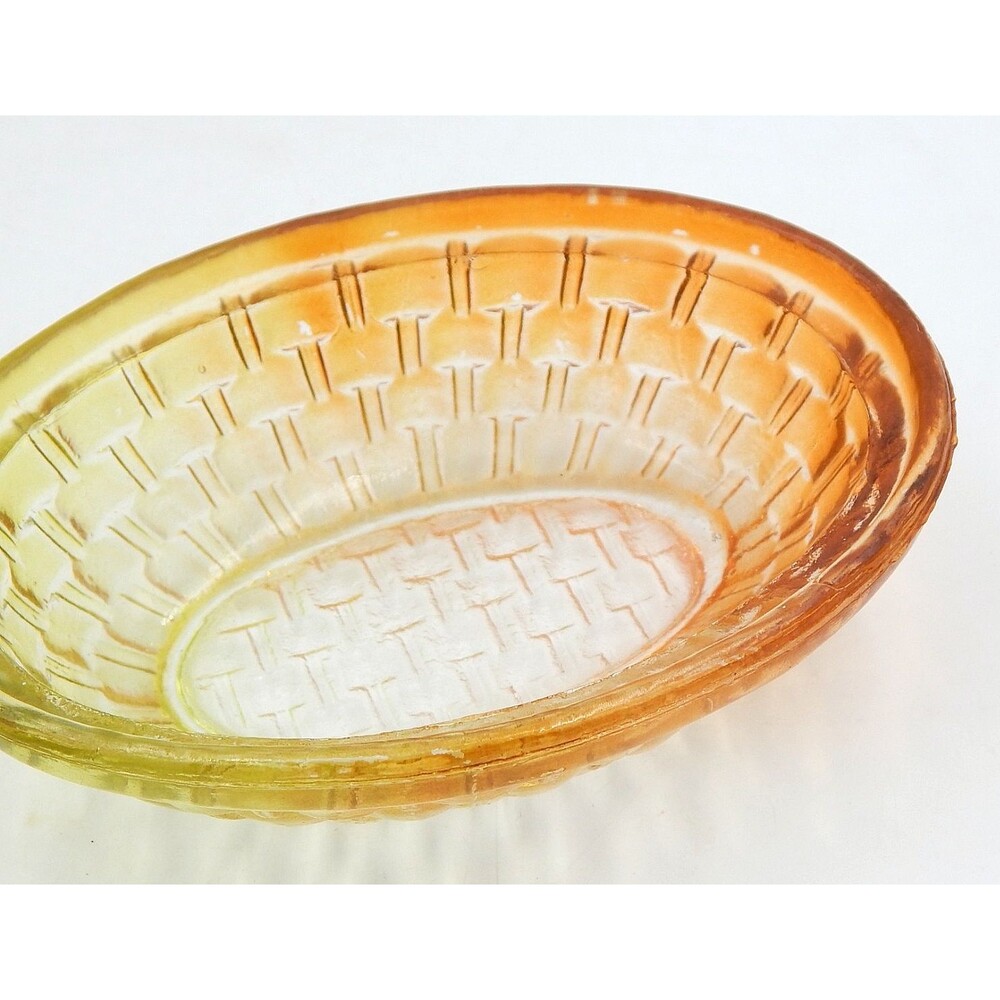 Glass Hen On Nest Ombre Amber Yellow 6 Inch Covered Candy Dish Vintage - Picture 13 of 14